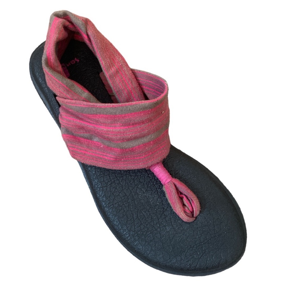 Sanuk Yoga Slingback 2 Sandals Pink & Taupe Size 7 EUC Summer athleisure Shoes